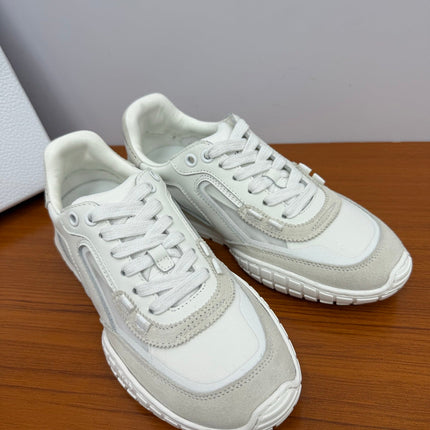 DIOR 26S SNEAKERS IN WHITE AND LIGHT GRAY SUEDE AND CALFSKIN