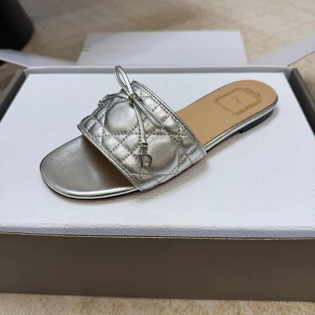 DIOR 26S DWAY CANNAGE SLIDE IN SILVER LAMBSKIN