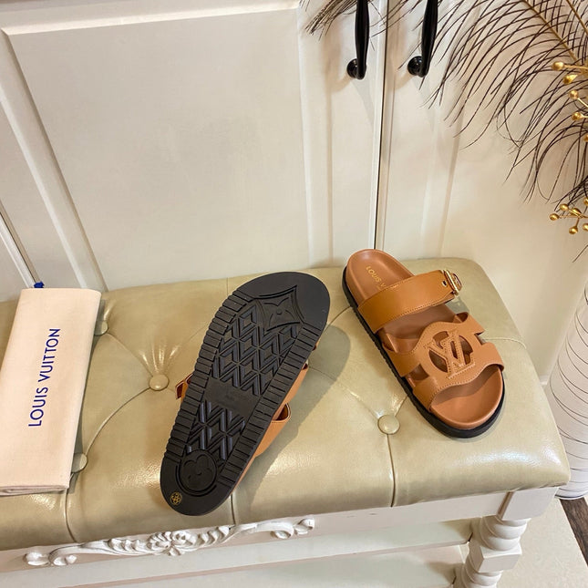 LV 26S ISOLA COMFORT MULES IN BROWN CALFSKIN