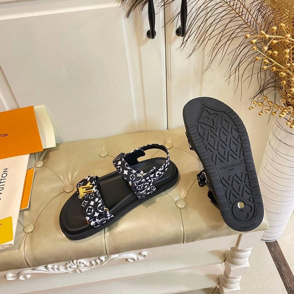 LV 26S SANDALS IN BLACK CANVAS