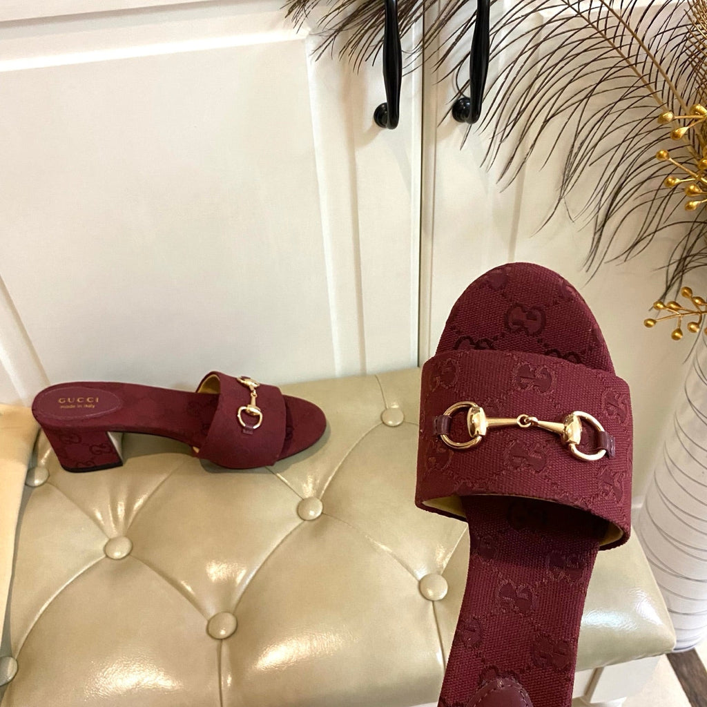 GUCCI 26S HIGH-HEELED SANDALS 65 MM IN RED CANVAS