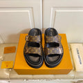 LV 26S WEDGE SLIDES 45 MM IN DARK BROWN MONOGRAM COATED CANVAS