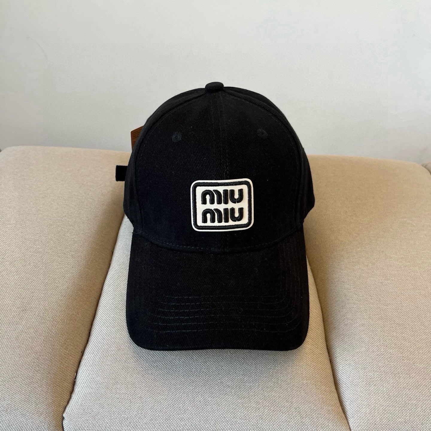 MIUMIU BASEBALL CAP IN BLACK KHAKI FABRIC STYLE 2