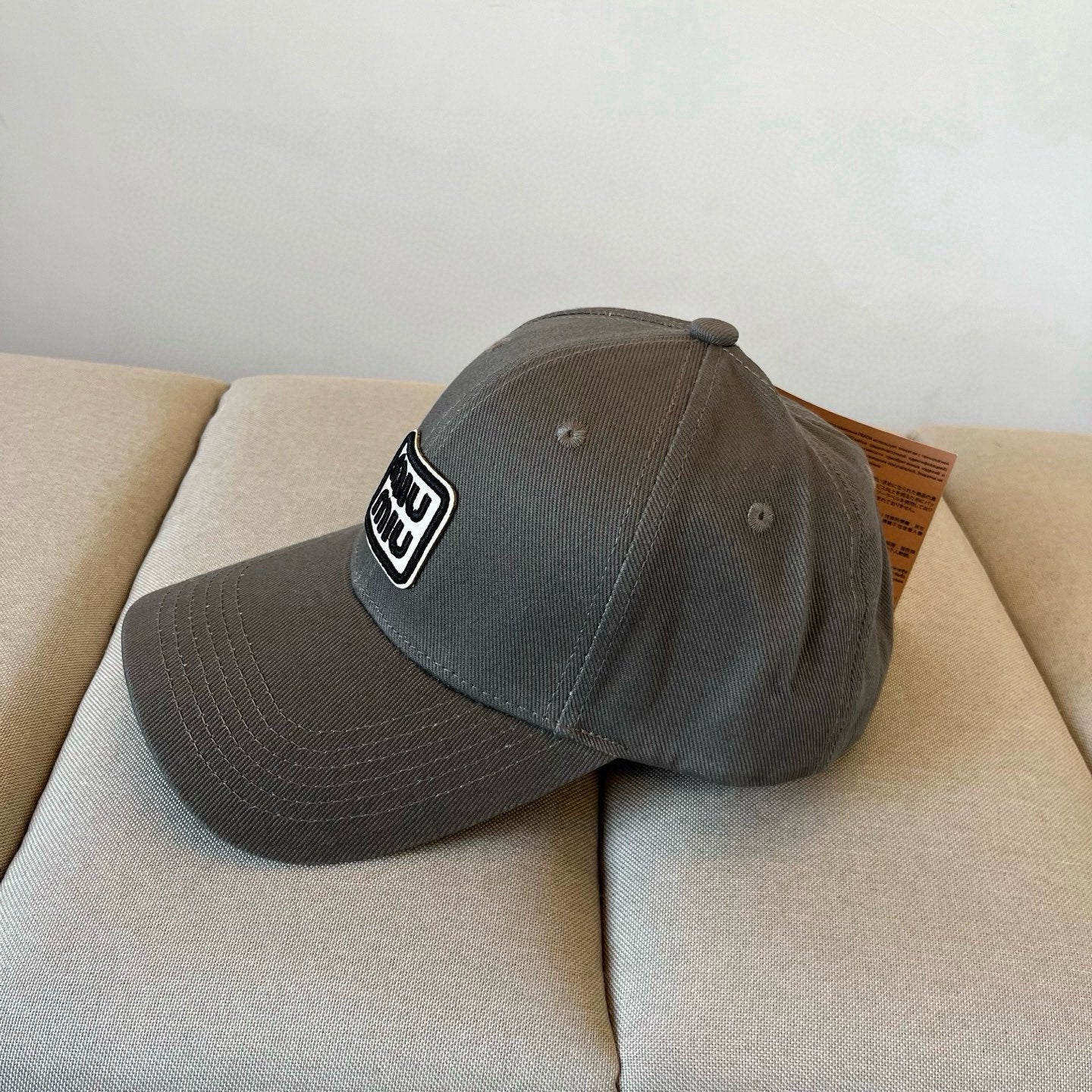 MIUMIU BASEBALL CAP IN DARK GREY KHAKI FABRIC STYLE 1