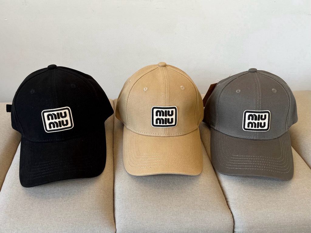 MIUMIU BASEBALL CAP IN DARK GREY KHAKI FABRIC STYLE 1