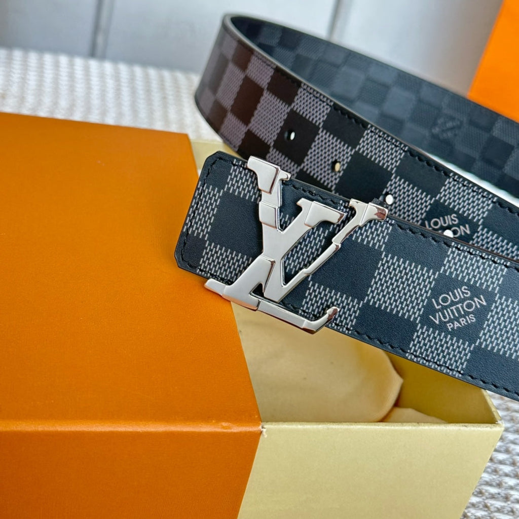 LV 25S BELT 40 MM IN BLACK MIX GREY CALFSKIN 593222
