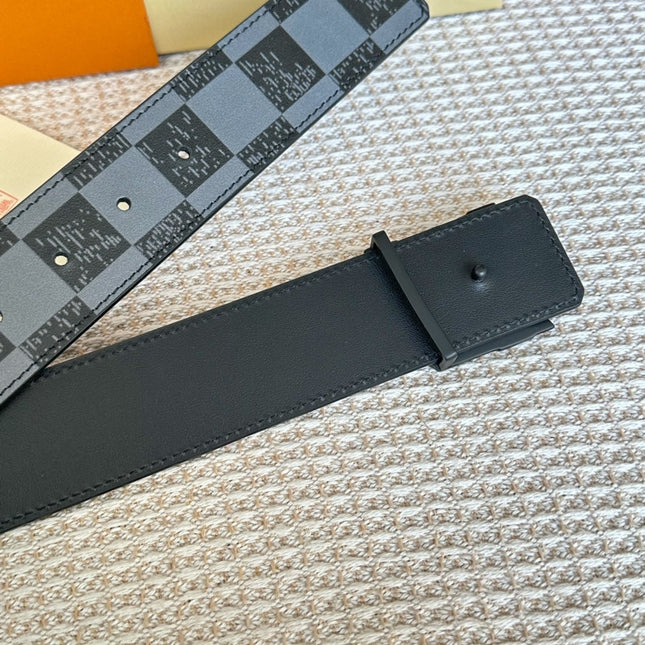 LV 25S BELT 40 MM IN BLACK MIX GREY CALFSKIN 593224