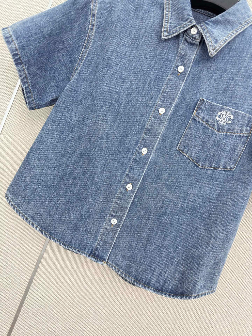 CELINE 26S SHORT SLEEVE DENIM SHIRT 321