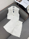 SET SLEEVELESS TOP AND SHORTS IN WHITE DENIM