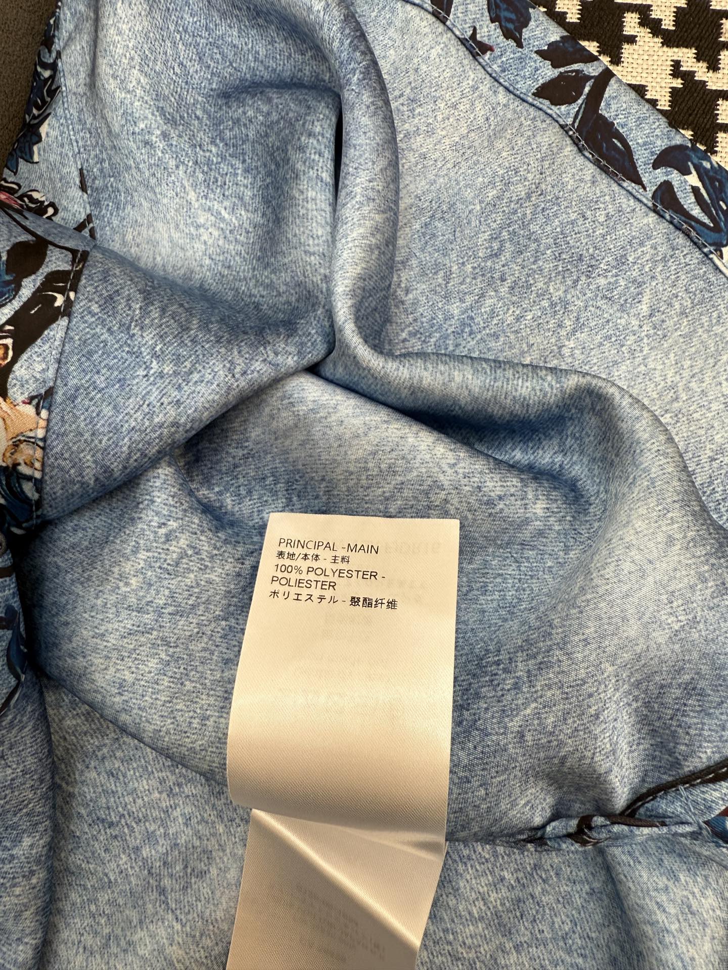 LV LONG-SLEEVE FLORAL PRINT SHIRT DRESS IN BLUE