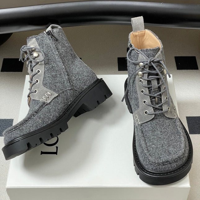 LOEWE 26S ANKLE BOOTS IN GRAY FABRIC