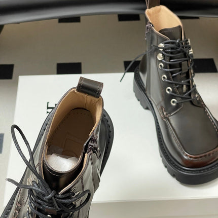 LOEWE 26S ANKLE BOOTS IN DARK BROWN CALFSKIN