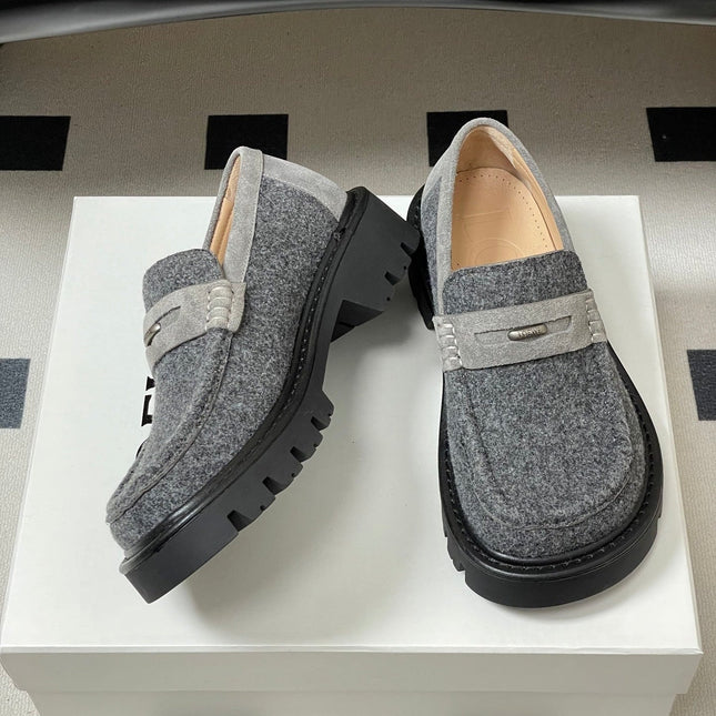 LOEWE 26S LOAFER IN GRAY FABRIC
