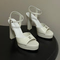 CHANEL 26S HIGH HEEL SANDALS 120 MM IN CREAM WHITE LAMBSKIN