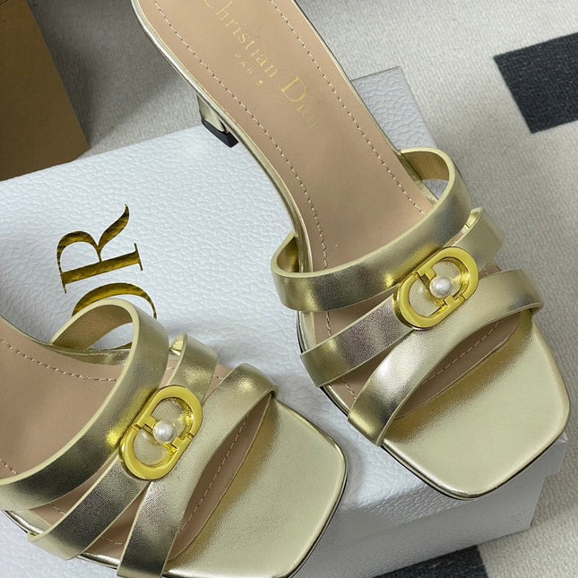 DIOR 26S HIGH HEEL SANDALS 80 MM IN GOLD CALFSKIN