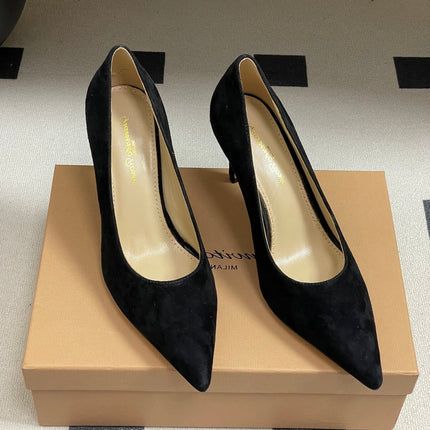 GIANVITO ROSSI 26S HIGH HEELS 85 MM IN BLACK SUEDE