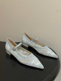 GIANVITO ROSSI 26S MARY JANE IN LIGHT BLUE LACE
