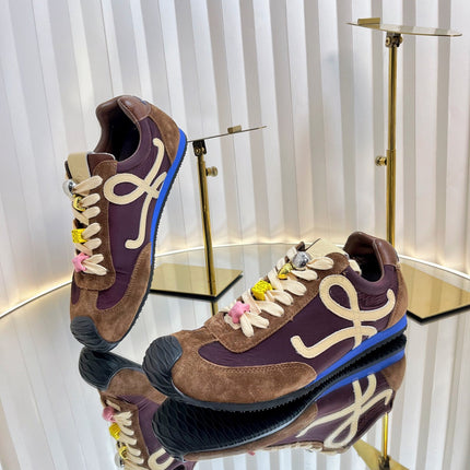 LOEWE 26S RUNNER 2.0 SNEAKERS IN DARK BROWN SUEDE AND FABRIC