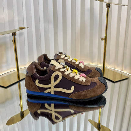 LOEWE 26S RUNNER 2.0 SNEAKERS IN DARK BROWN SUEDE AND FABRIC