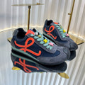 LOEWE 26S RUNNER 2.0 SNEAKERS IN GREY SUEDE AND NAVY BLUE FABRIC