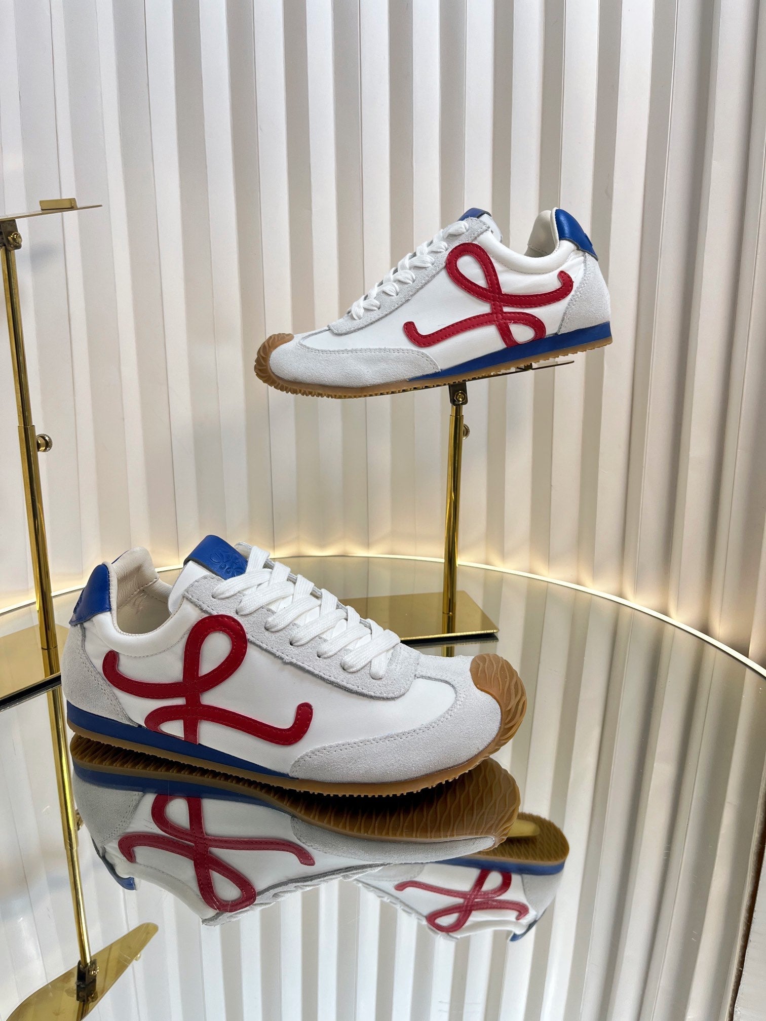 LOEWE 26S RUNNER 2.0 SNEAKERS IN WHITE FABRIC AND SUEDE STYLE 1
