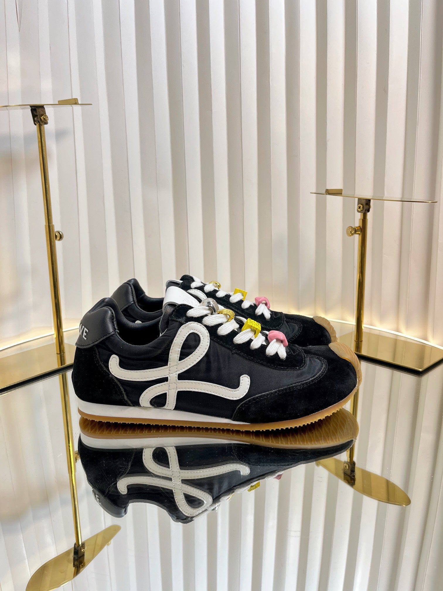 LOEWE 26S RUNNER 2.0 SNEAKERS IN BLACK FABRIC AND SUEDE