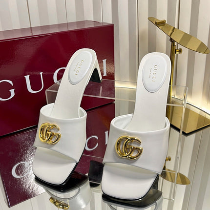 GUCCI 26S HIGH-HEELED SANDALS 45 MM IN WHITE CALFSKIN