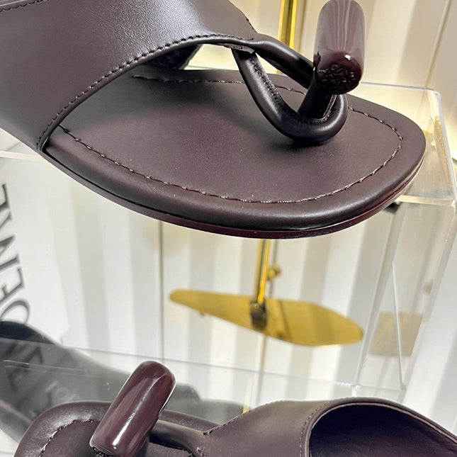 LOEWE 26S THONG SANDALS IN DARK BROWN CALFSKIN