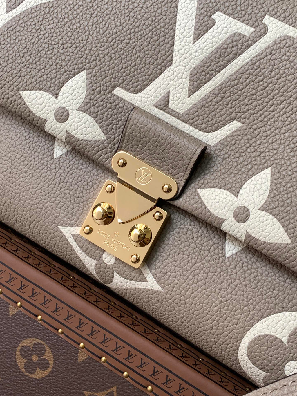 MADELEINE 30 IN BEIGE MONOGRAM CALFSKIN EMBOSSED LOGO