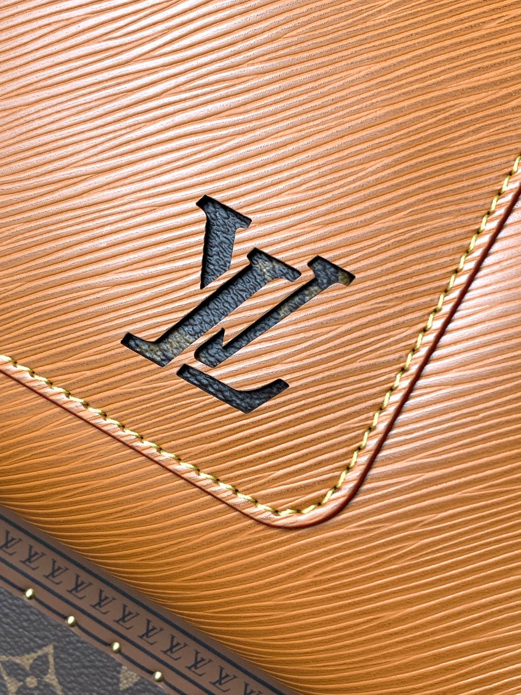 MARELLE TOTE BB BAG 30 IN BRONZE BROWN EPI GRAIN COWHIDE LEATHER