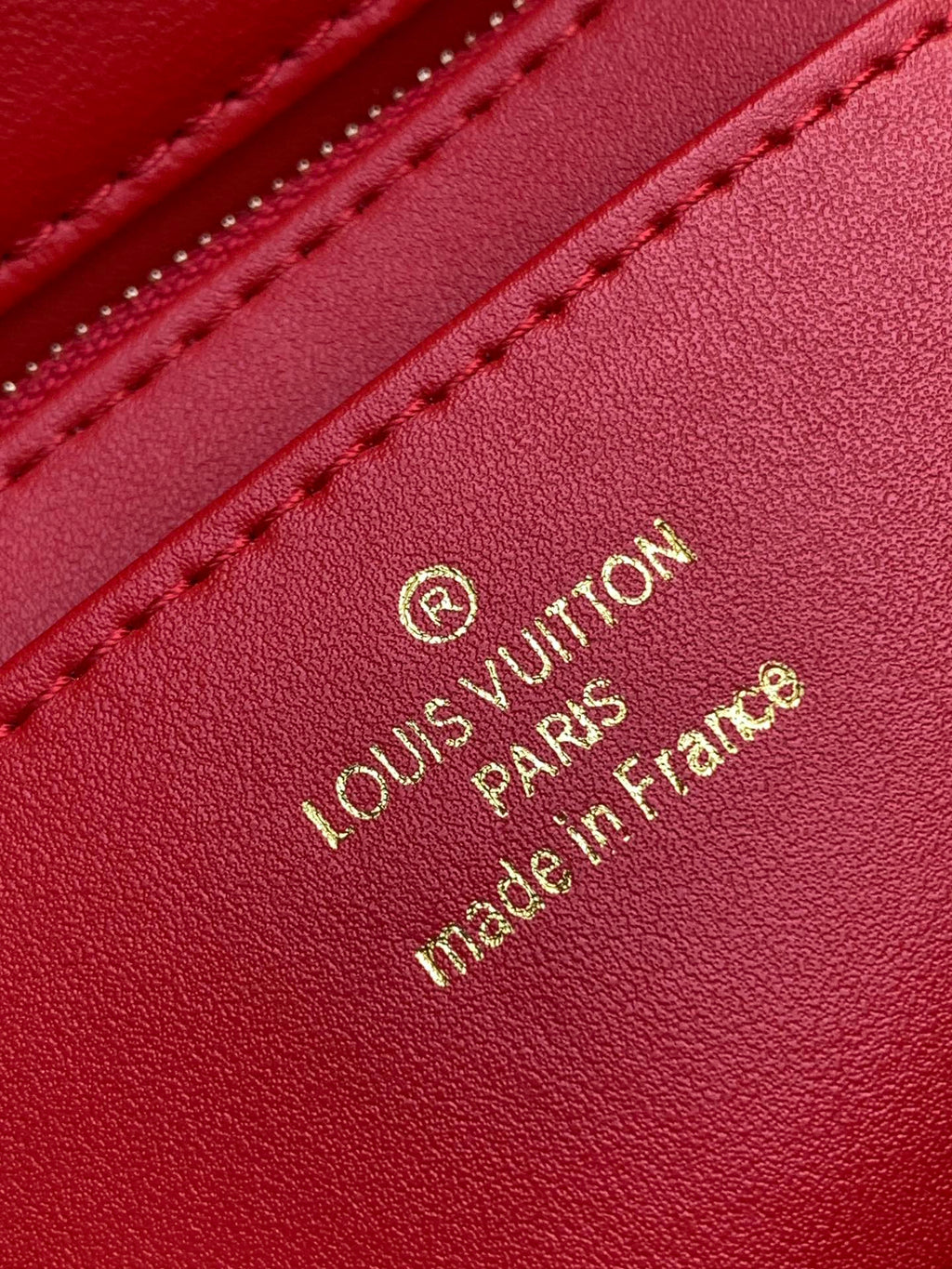 LV 25S GO-14 MM 23 IN CRIMSON RED QUILTED LAMBSKIN GOLD HARDWARE
