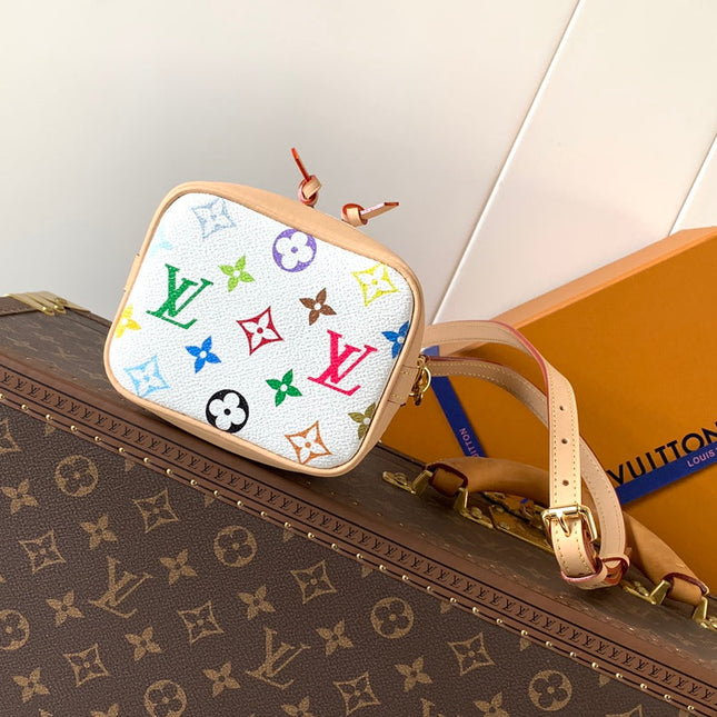 LV 26S NANO NOÉ 16 IN WHITE COATED CANVAS