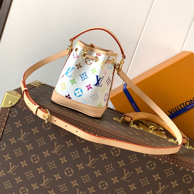 LV 26S NANO NOÉ 16 IN WHITE COATED CANVAS