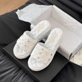 Thick Sole Slope Heel Weddge Lambskin White
