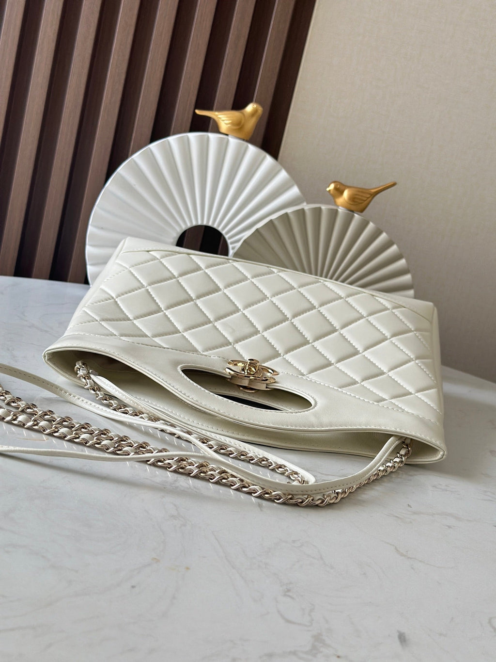 CHANEL 26S MINI SHOPPING BAG 32 IN WHITE LAMBSKIN