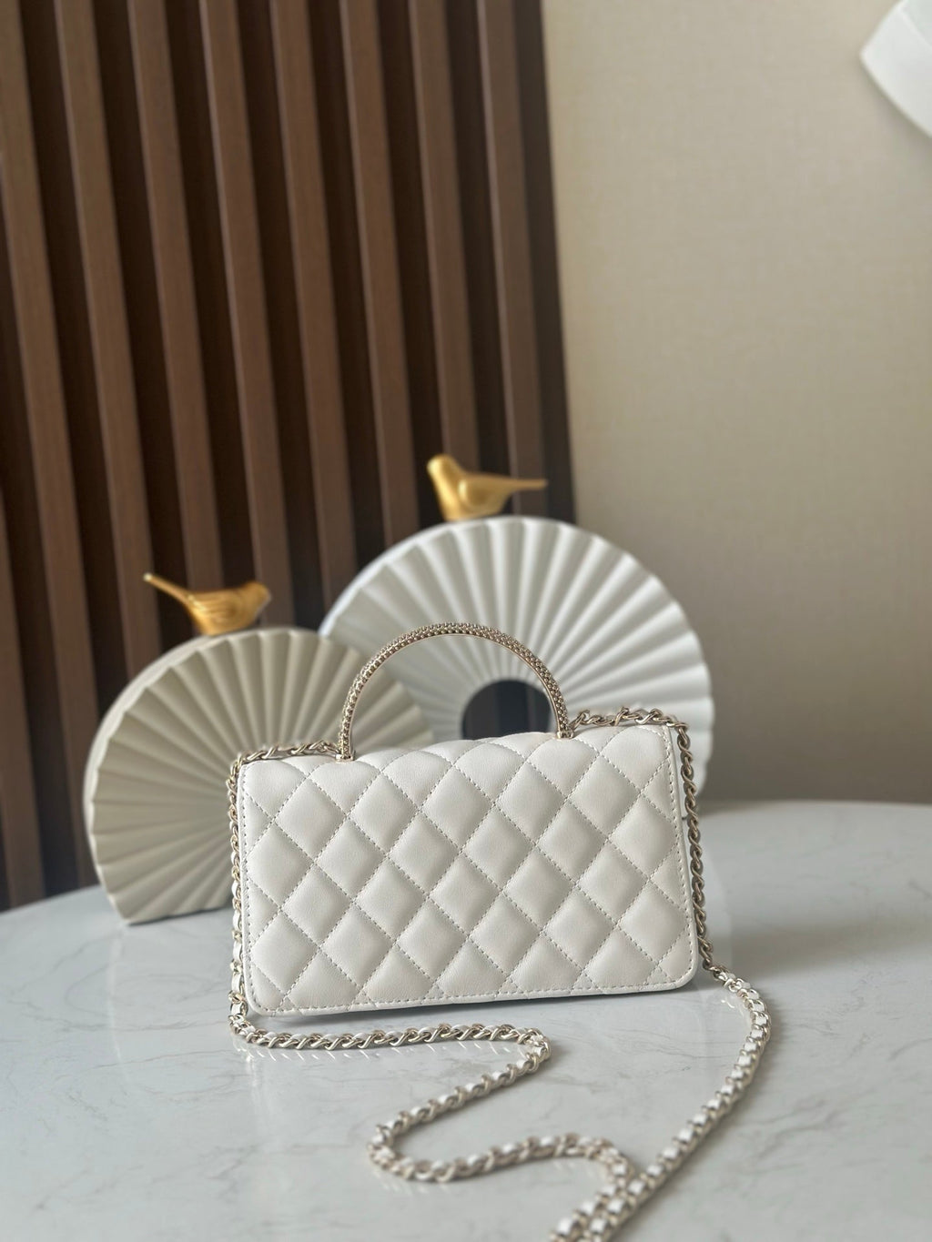 CHANEL 25S MINI FLAP BAG 18 IN CREAM WHITE CALFSKIN GOLD HARDWARE