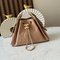 CHANEL 25S HOBO BAG 22 IN DARK BEIGE CALFSKIN GOLD HARDWARE