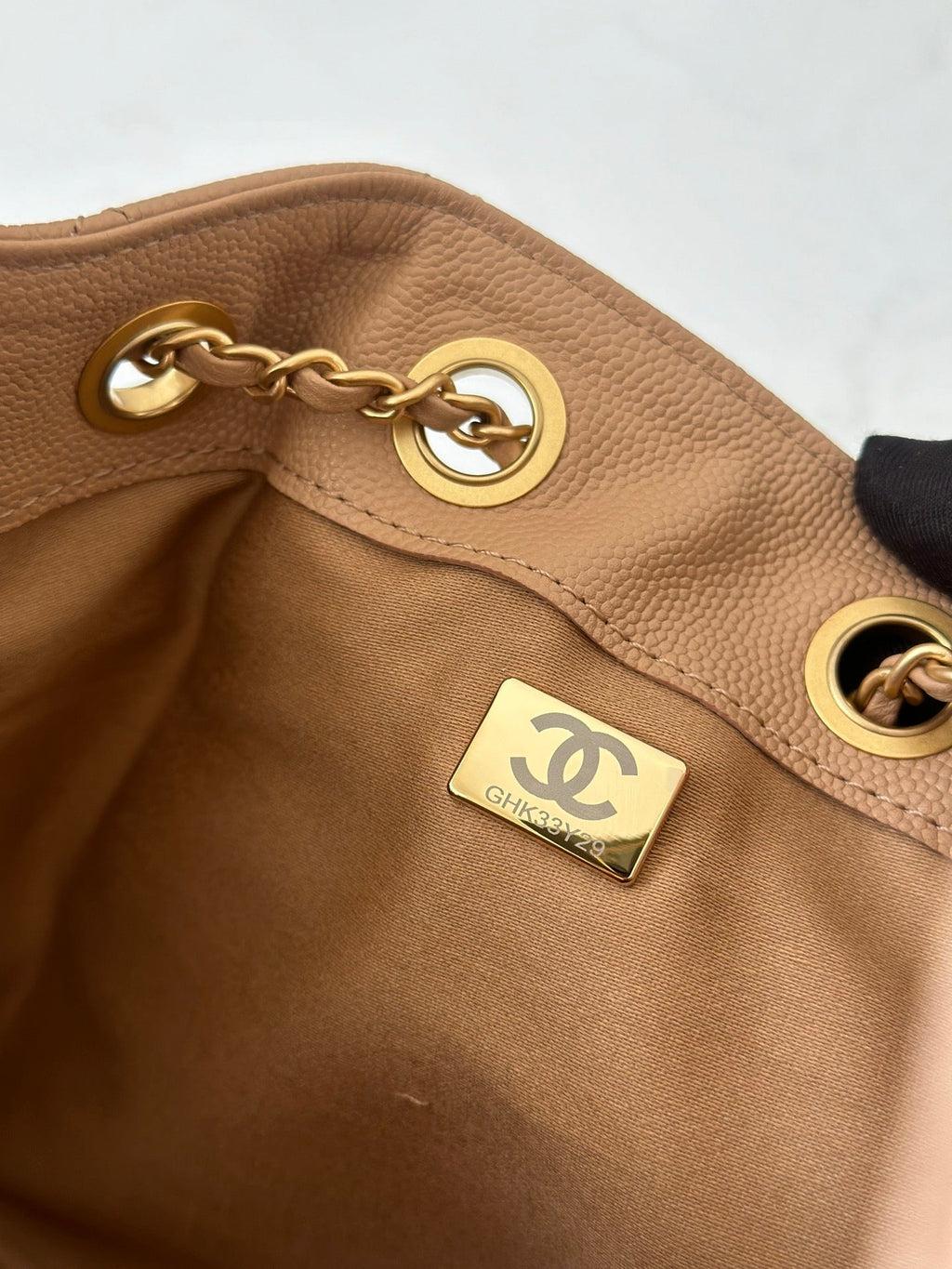 CHANEL 25S HOBO BAG 22 IN DARK BEIGE CALFSKIN GOLD HARDWARE