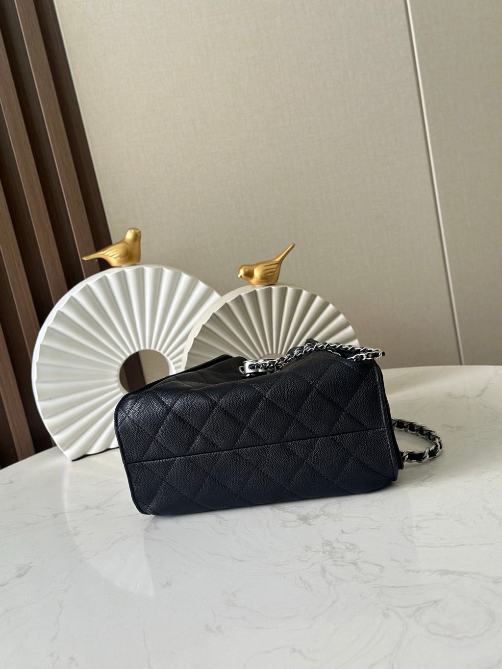 CHANEL 25S HOBO BAG 22 IN BLACK CAVIAR CALFSKIN SILVER HARDWARE