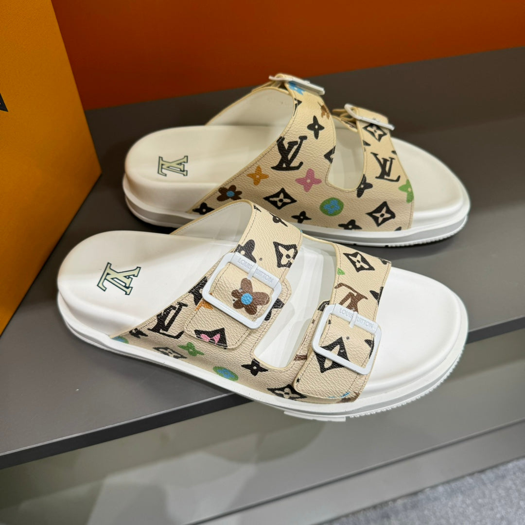 LV DAD SANDAL BEIGE CREAM MONOGRAM CALFSKIN