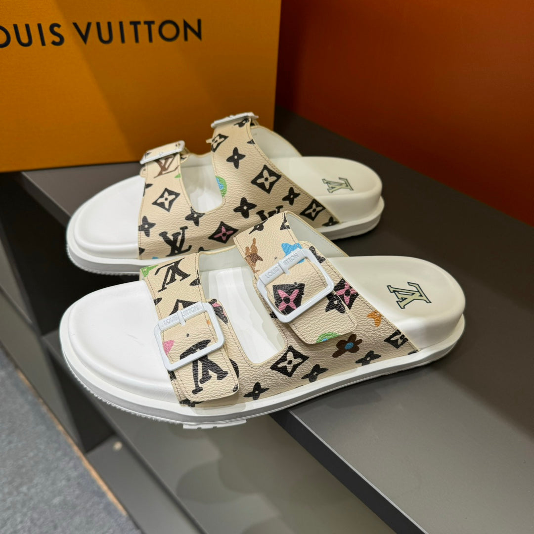 LV DAD SANDAL BEIGE CREAM MONOGRAM CALFSKIN