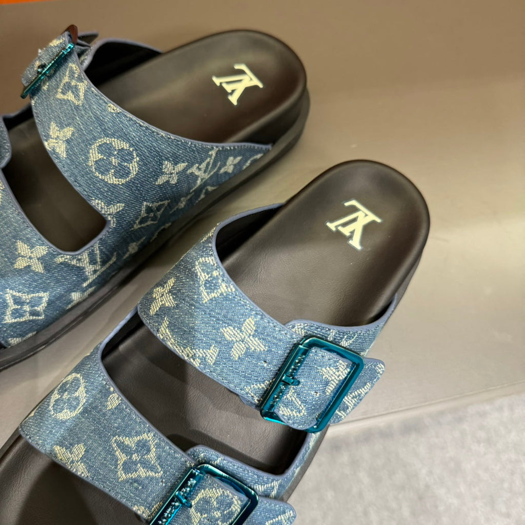 LV DAD SANDAL LIGHT BLUE MONOGRAM DENIM