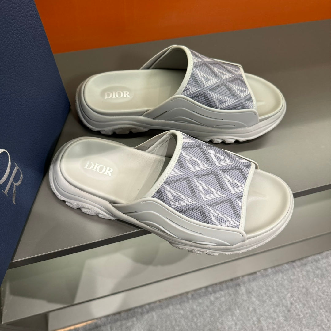CD H-TOWN SANDAL LIGHT GRAY AND WHITE CALFSKIN