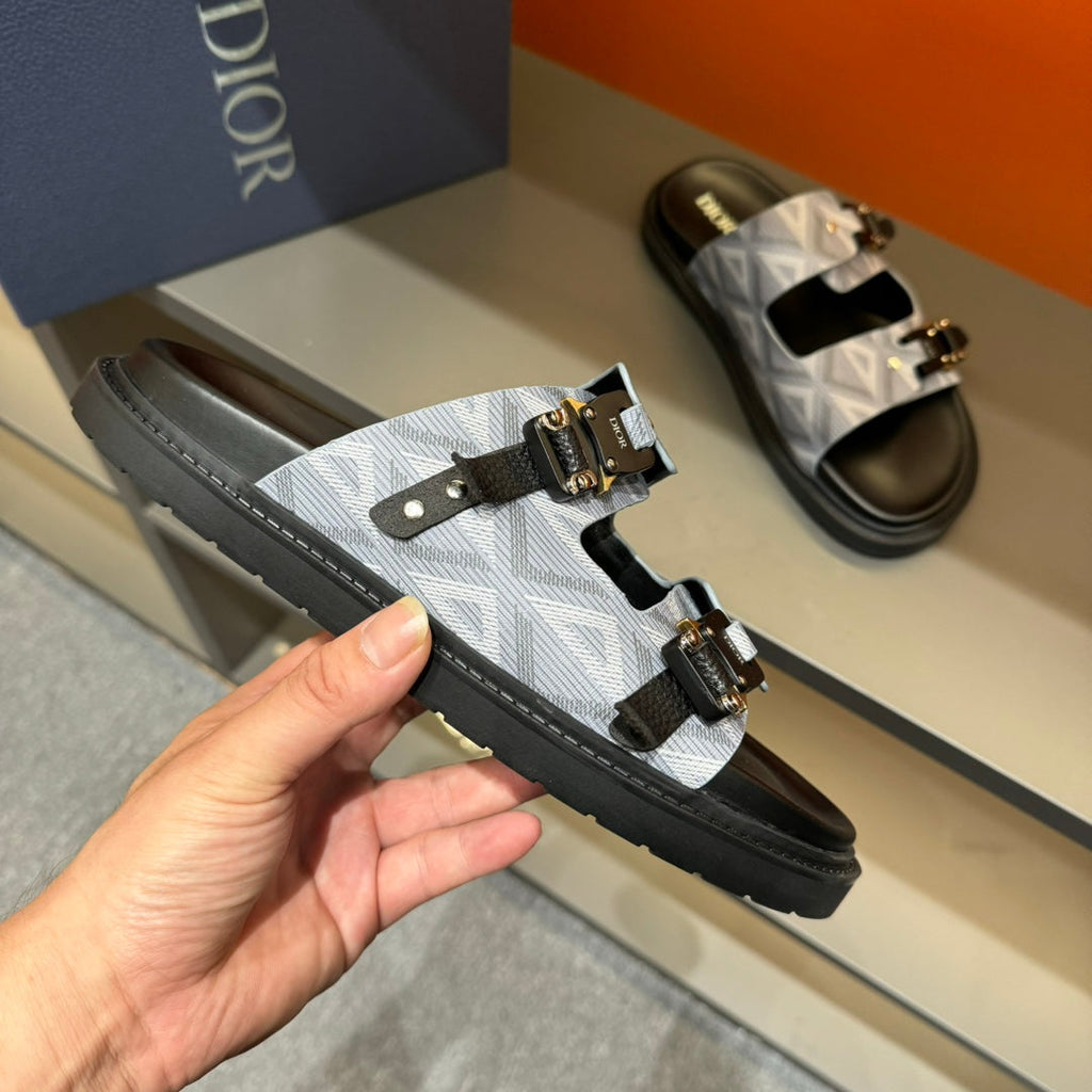 CD DOUBLE H-TOWN SANDAL PALE GRAY CALFSKIN