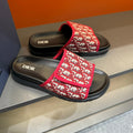 CD VELCRO STRAP SLIPPER RED JACQUARD