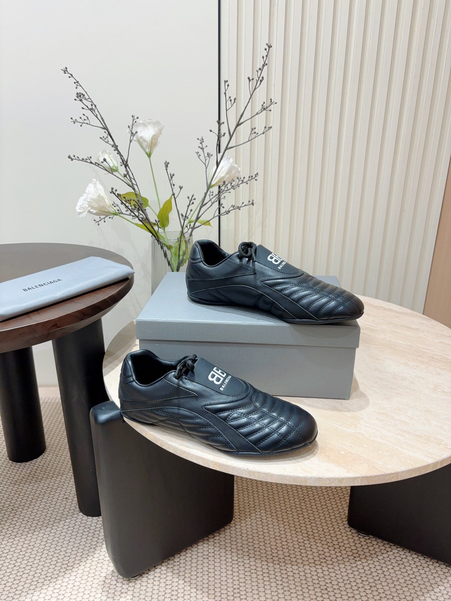 SOCCER SNEAKER IN BLACK QUILTED LAMBSKIN