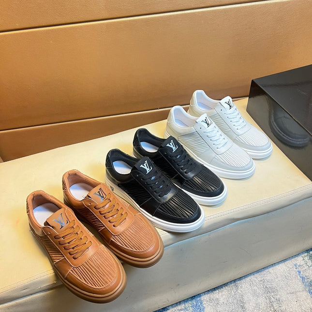 LV SNEAKERS IN RUSSET BROWN CALFSKIN AND SUEDE