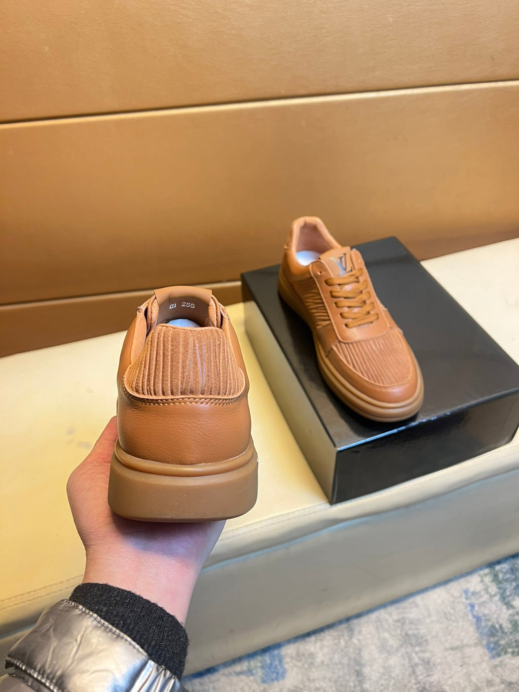 LV SNEAKERS IN RUSSET BROWN CALFSKIN AND SUEDE