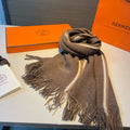 SCARF 180 CM IN MEDIUM BROWN MIX WHITE CASHMERE 376517