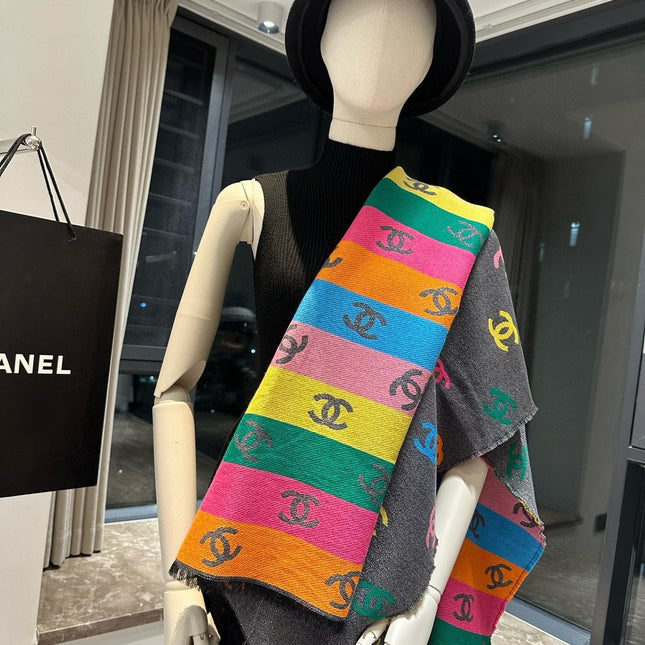 RAINBOW SCARF 180 CM IN COLORFUL CASHMERE AND WOOL 401988